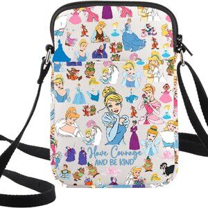 Cartoon Princess Crossbody Bag Water-Resistant Canvas Compact and Durable